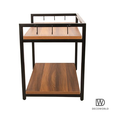 Buy Black with Honey Brown Double Platform Microwave Stand | Decoworld ...