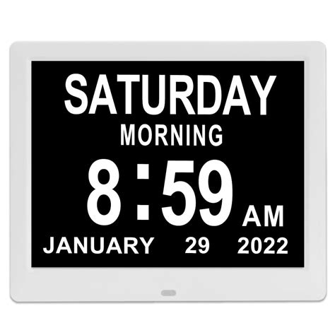 Buy Digital Day Clock- 8 Alarms Auto-Dim Battery Backup Extra Large Non ...