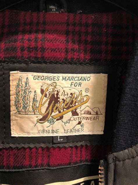 VTG GUESS GEORGES MARCIANO VARSITY LEATHER JACKET L Wool Flannel ...