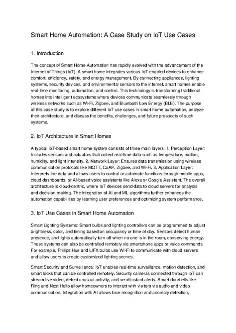 Smart Home Automation: IoT Use Cases Case Study Report - Studocu