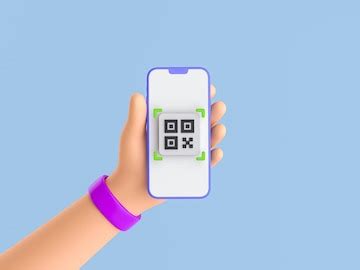 Cartoon hand with mobile phone scanning qrcode scan to smartphone qr ...