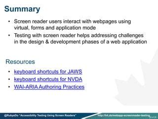 Image result for +Example of Accessibility Testing Screenreader