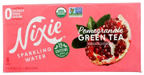Nixie Sparkling Water Green Tea Pomegranate - Organic, 12 Fl Oz, 8 Pack ...