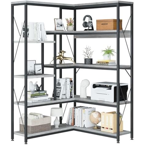 JYQAQAPET JY QAQA 5-Tier Corner Bookshelf, L-Shaped Shelf India | Ubuy