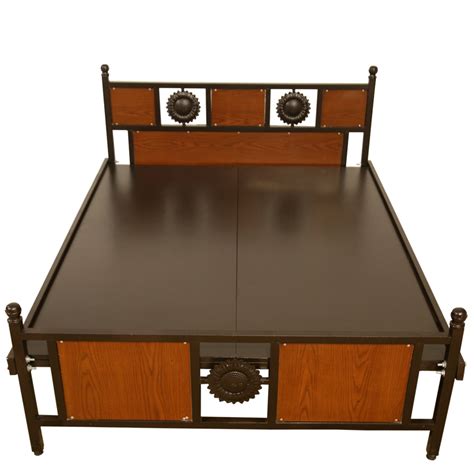 Queen size plywood steel cot 5 feet with rose wood leg. Sale online.