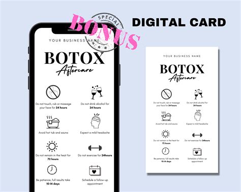 Botox Aftercare Botox Aftercare Card Botox Template Botox - Etsy Australia