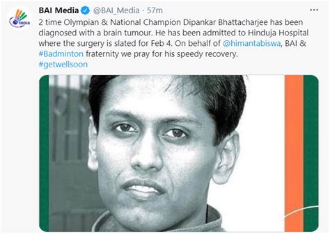 Olympian shuttler Dipankar Bhattacharjee to undergo brain tumour ...