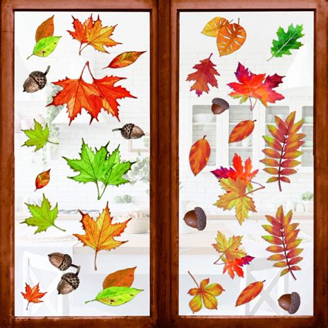 Buy GMAOPHY 250 PCS Fall Leaves Window Clings - Thanksgiving Maple ...
