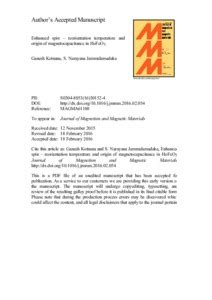 Enhanced spin – reorientation temperature and origin of ...