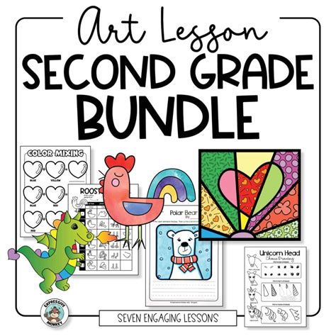 Second Grade Art Lessons • Bundle of Elementary Art Activities - Expressive Monkey