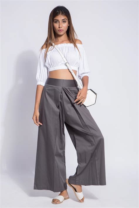 Shop Grey Box Pleat Pants With Pipen by ESCAPE BY AISHWARYA at House of ...