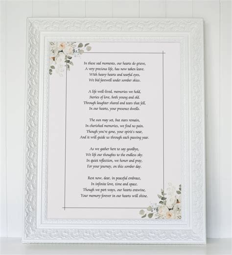 Short Funeral Poems Memorial