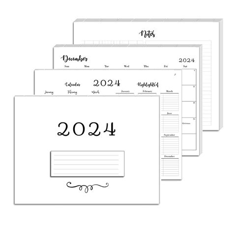 2024 Monthly Calendar Refills for 11-Disc Discbound Planners, Fits Letter Size (8.5 x 11) Big ...