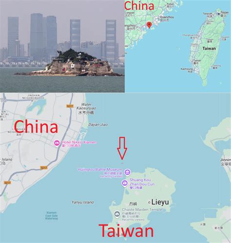 Map Of Taiwan’s Shiyu Islet Just 4km (2.5 miles) Offshore From Mainland China - Brilliant Maps