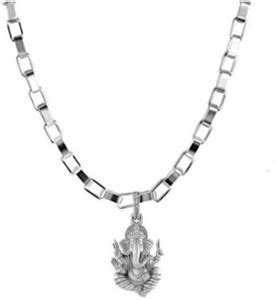 Akshat Sapphire Sterling Silver (92.5% Purity) God Ganesha Ji Chain ...