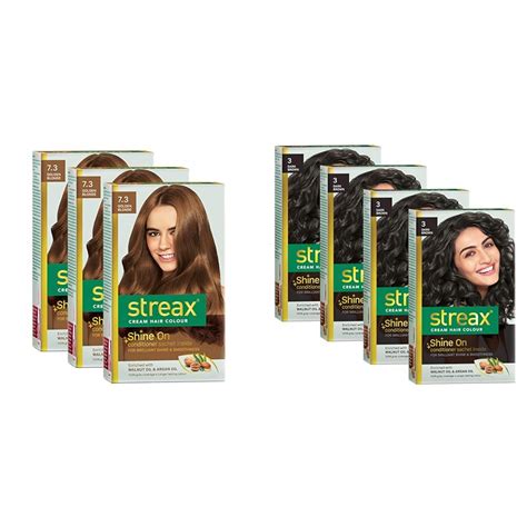 Streax Cream Hair Color for Unisex, 120ml - 7.3 Golden Blonde (Pack of ...