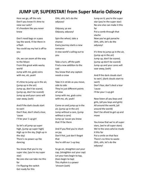 Jump up, superstar - JUMP UP, SUPERSTAR! from Super Mario Odissey Here ...