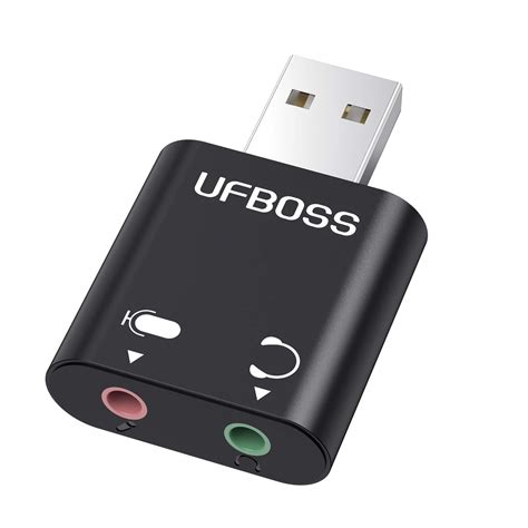 UFBOSS USB External Stereo Sound Adapter 2 in 1 USB to Headphone and ...