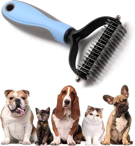 VANANA Pet Grooming Comb, 2 Sided Undercoat Rake Brush for Dogs Cat ...