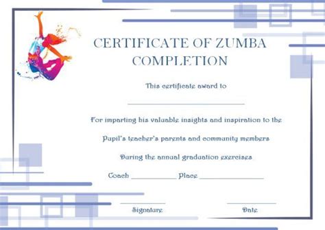 Zumba Certificate Templates: 10 Free Customizable Design Templates ...