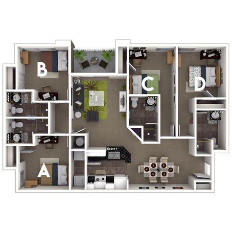 4 Bedroom Apartment Floor Plans