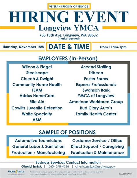 Longview Hiring Event - Thursday, November 18th - WorkSource