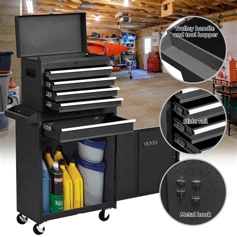 5-Drawer Tool Box with Wheels, Rolling Tool Chest with Drawers ...