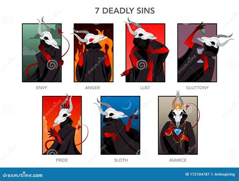 Seven Deadly Sins Set. Christian Bible Character Stock Vector ...