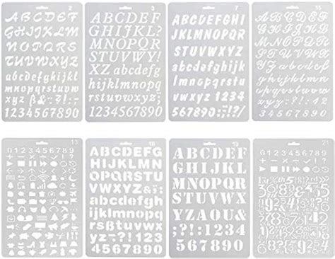 8Pcs Plastic Letter Stencil, Alphabet Stencils Plastic Lettering Number ...