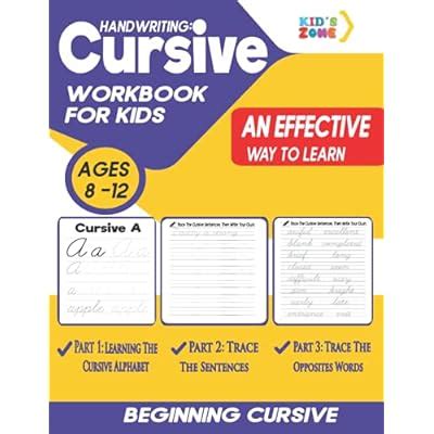 Buy Cursive Handwriting workbook for kids age 8-12: cursive handwriting ...
