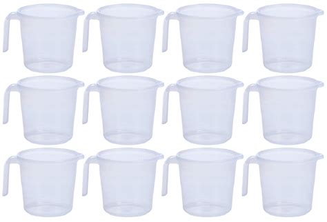 Kuber Industries Virgin Plastic 12 Pieces Transparent Bathroom Mug with ...