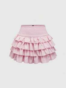 ROMWE J-Fashion Women's Valentine's Day Solid Cupcake Skirt, Soft Pink ...