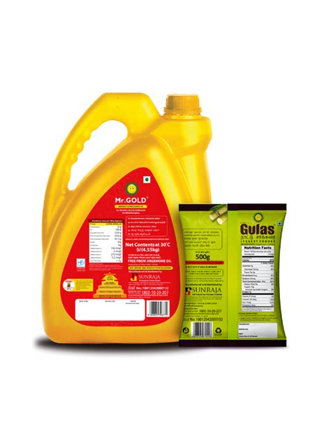 Mr.Gold Refined Sunflower Oil 5L Can + Free Gulas Jaggary Powder,500G ...