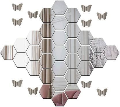 Buy Bikri Kendra - Hexagon 20 Golden mirror stickers for wall, hexagon ...