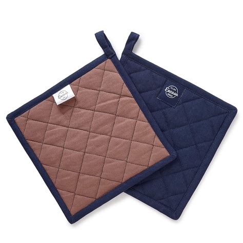 Encasa XO Heat Resistant Cotton Pot Holders with Hanging Loop - Set of ...