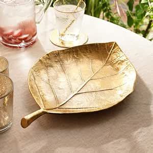Pure Home + Living Gold Metal Leaf Decorative Platter - Large : Amazon ...