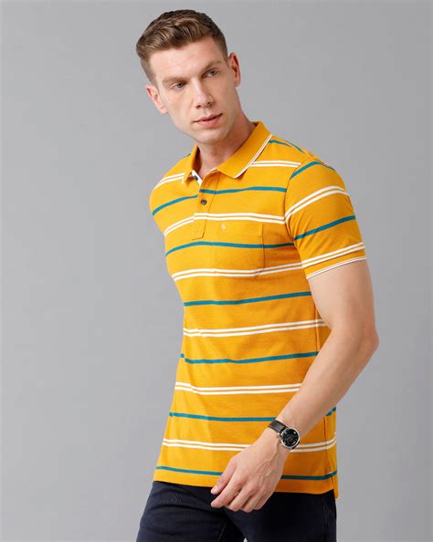 Classic Polo Men's Cotton Blend Striped Half Sleeve Slim Fit Polo Neck
