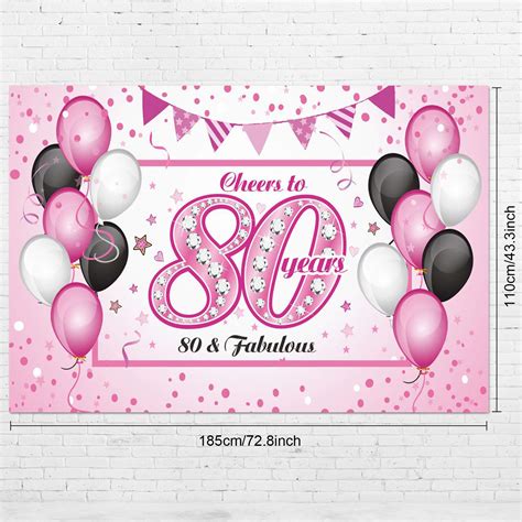 Blulu happy 80th birthday party backdrop women pink 80th birthday ...