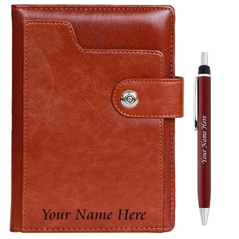 CrownLit Personalized Notes Diary with Pouch and Pen with Name, A5 Size ...