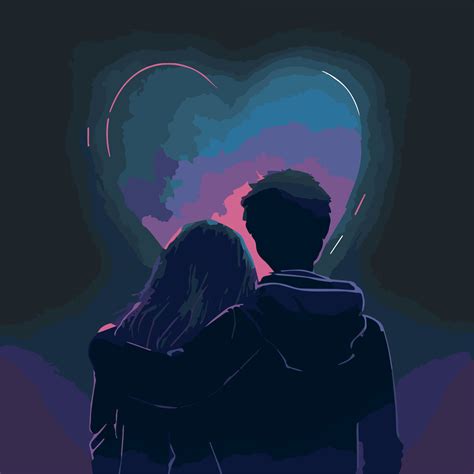 Young couple love vector art. Illustration of romance. Cute cartoon romantic realtionship. Card ...