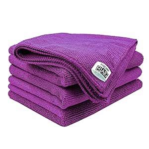 FOXCARE RAG Microfiber Cloth - 4 pcs - 40x40 cms - 350 GSM - Thick Lint ...
