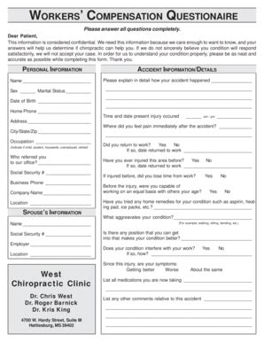 Fillable Online WORKERS' COMPENSATION QUESTIONAIRE - Perfect Patients ...