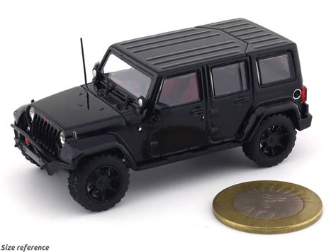 Jeep Wrangler black with figure 1:64 Time Micro diecast scale model car ...
