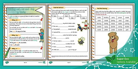 Adding -ed, -er and -ing to Verbs (Ages 5 - 6)