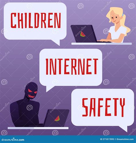 Children Internet Safety Concept, Flat Vector Illustration. Stock Vector - Illustration of ...