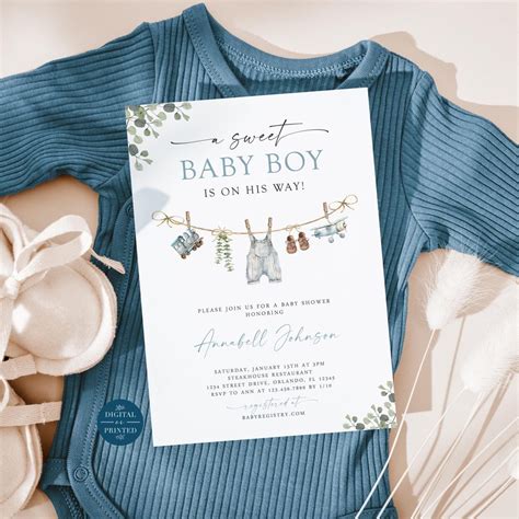 Boy Baby Shower Invitation Template, A Sweet Baby Boy is on His Way ...