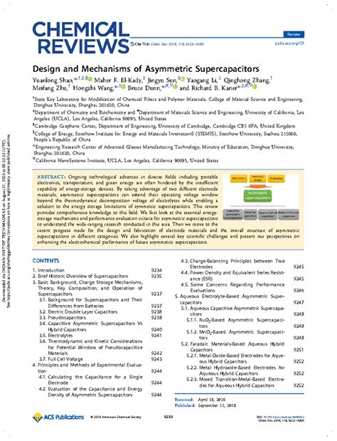 Design and Mechanisms of Asymmetric Supercapacitors: A Review (Chem ...