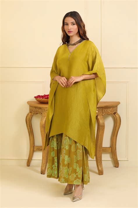 Mehndi Green Silk Tissue Sharara Set with Dupatta – Trendytokari