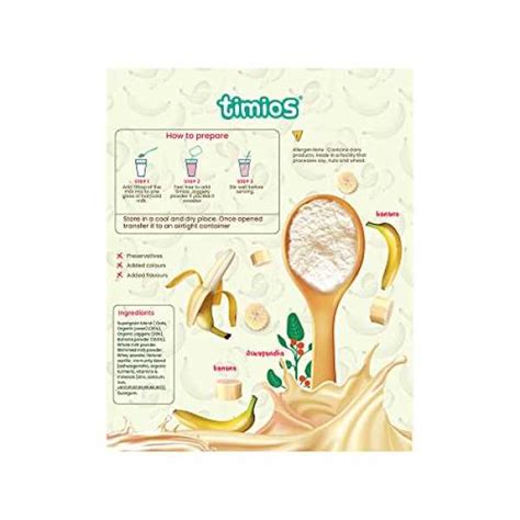 Timios High Protein Banana Swirl Milk Mix |No Sugar | Supergrain Blend ...