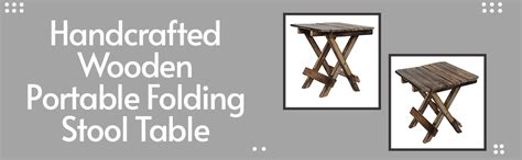 Woodenclave Handcrafted Wooden Portable Folding Stool Table Camping ...